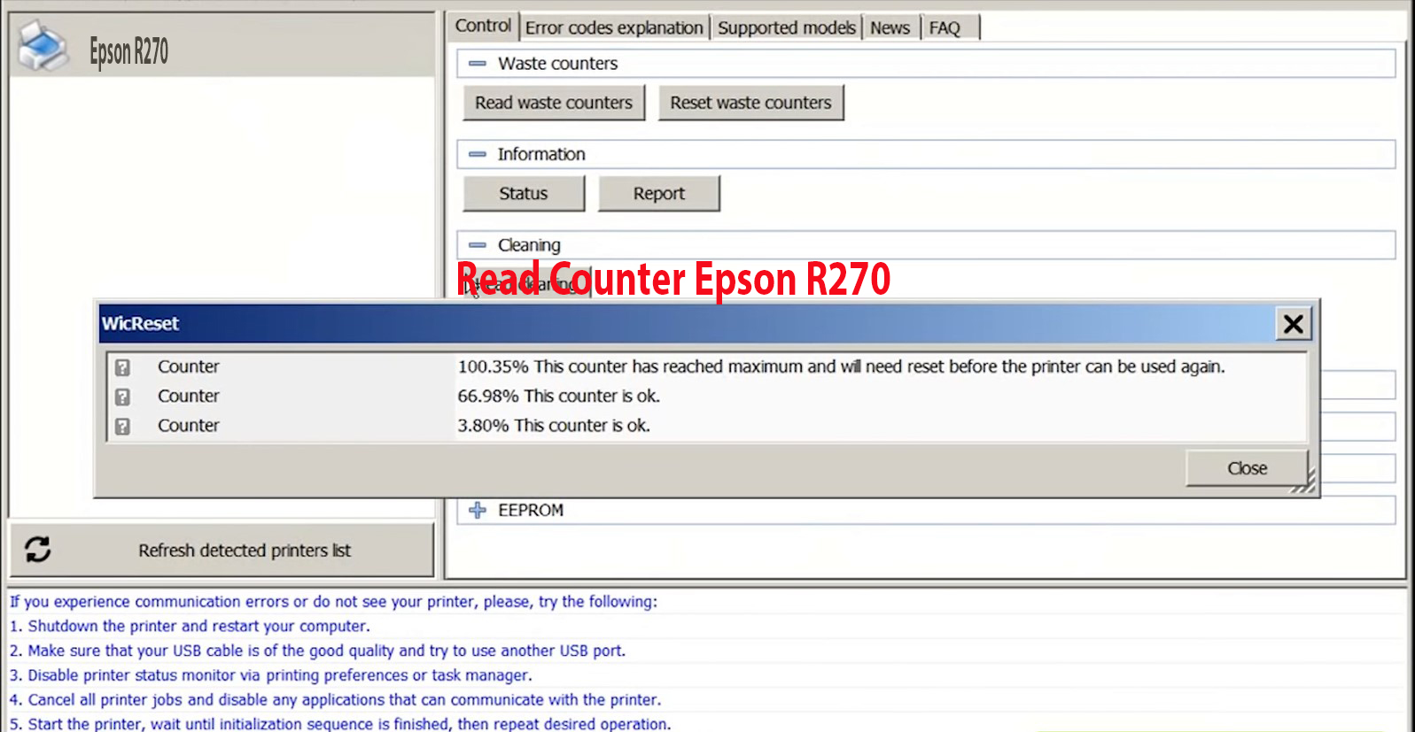Reset Epson R270 Step 2